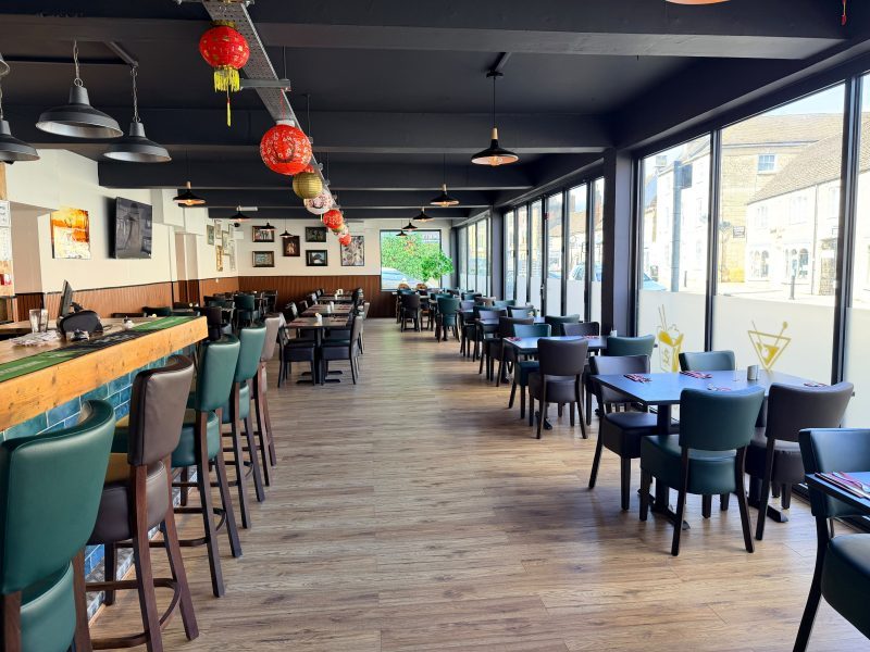 EyeEats dining hall with hanging lanterns